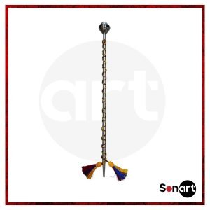 Bastón de mando de 120 cm acabado plateado con encordado