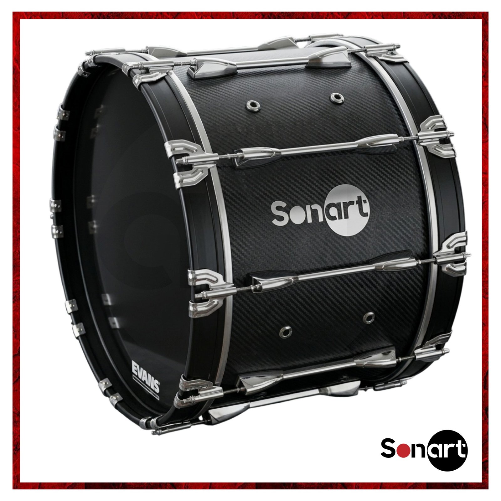 Bombo Marching Sonart BBPS-24FC 24x14" Fibra de Carbono | Evans MX Black