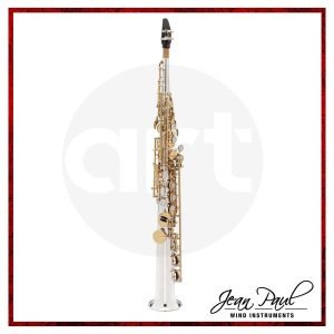 Saxofón Soprano Profesional Jean Paul SS-860SL con cuerpo plateado y teclas doradas